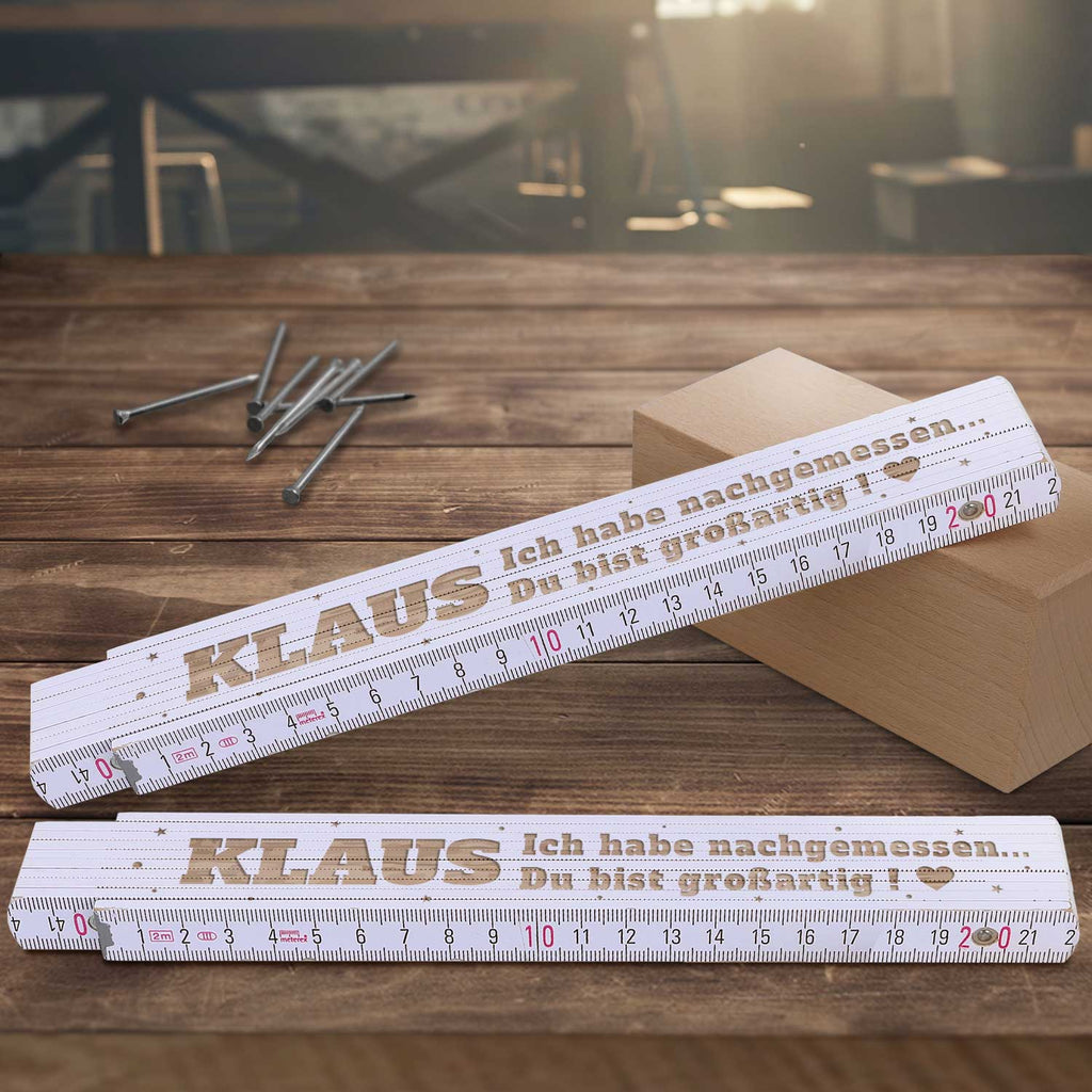 Zollstock 2 Meter mit Gravur - Papa ich habe nachgemessen