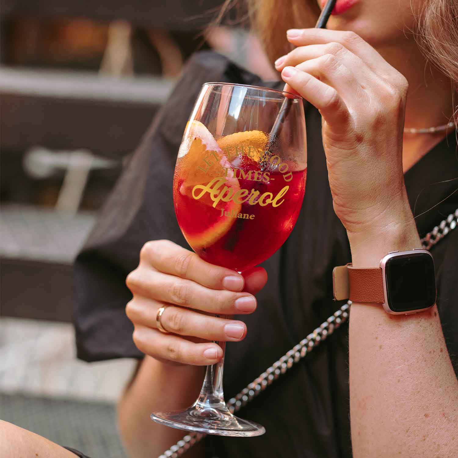 Leonardo Weinglas mit UV-Druck - "Let the  good times Aperol" mit Namen
