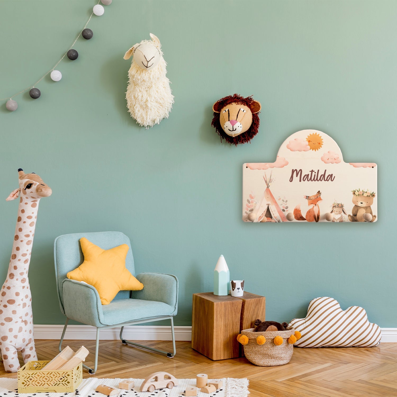 Personalisierte Garderobe fürs Kinderzimmer - Camping