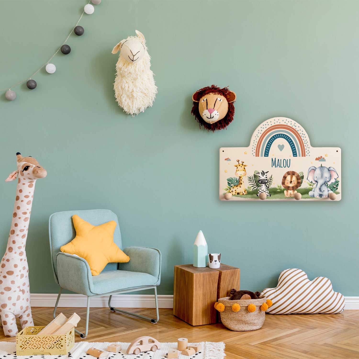 Garderobe fürs Kinderzimmer - Tiergruppe Safari