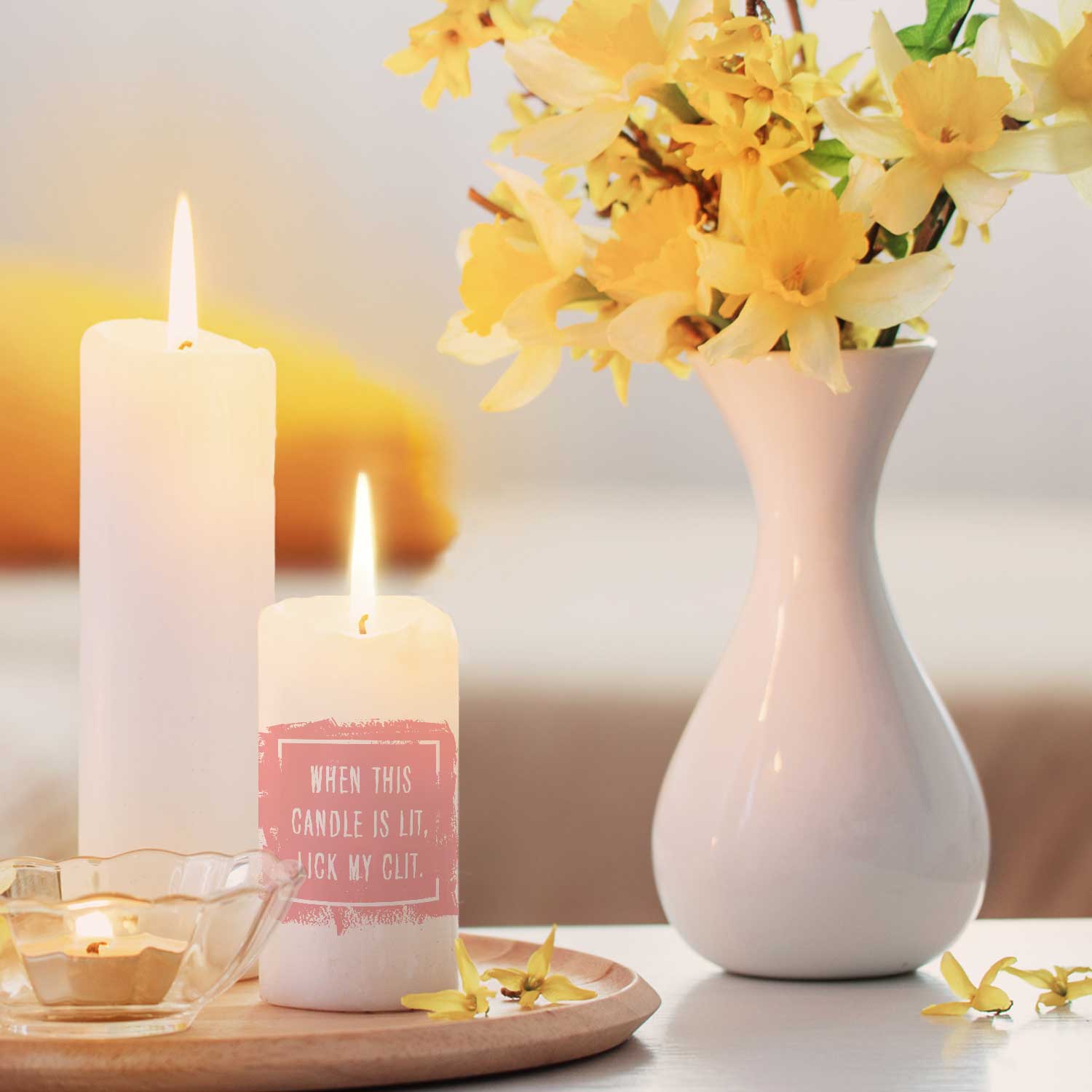 Kleine Kerze mit Spruch "When this Candle is lit"