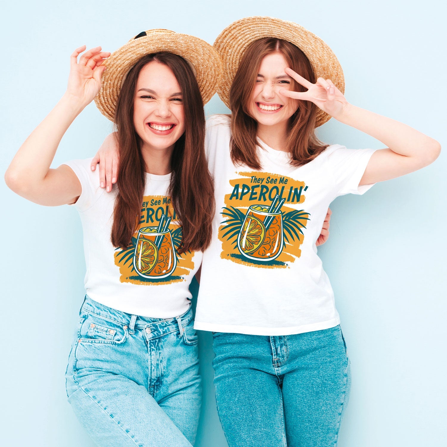 Bedrucktes T-Shirt für Damen - They see me aperolin