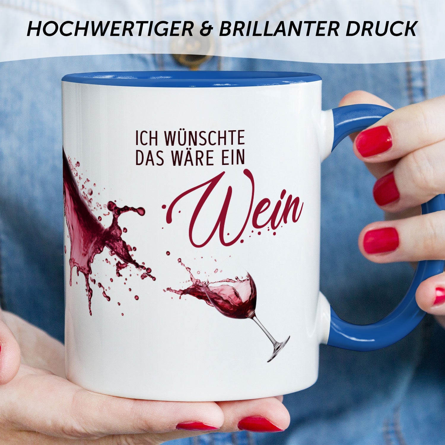 Bedruckte Tasse mit Wein Motiv - Ich wünschte das wäre ein Wein