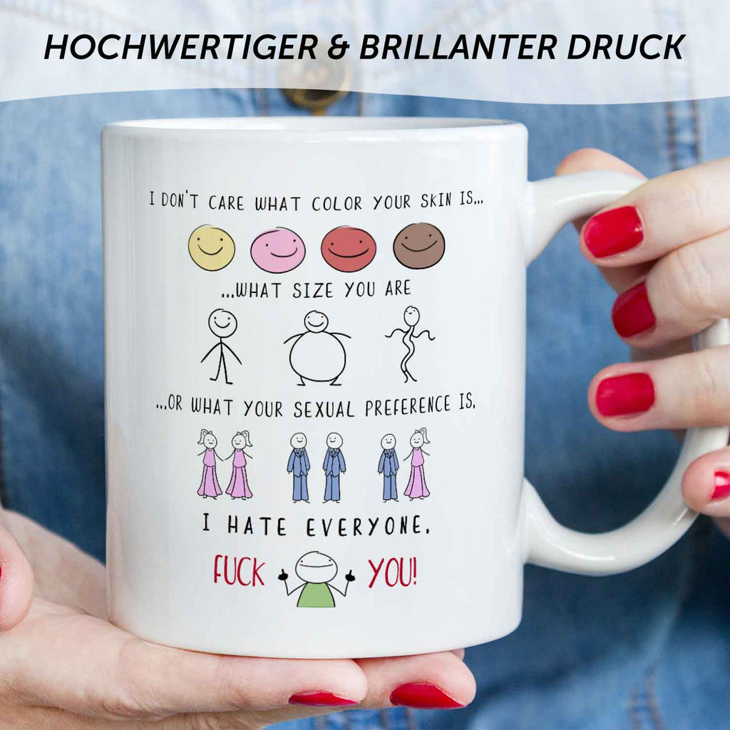 Bedruckte Tasse mit Spruch - "I hate everyone"