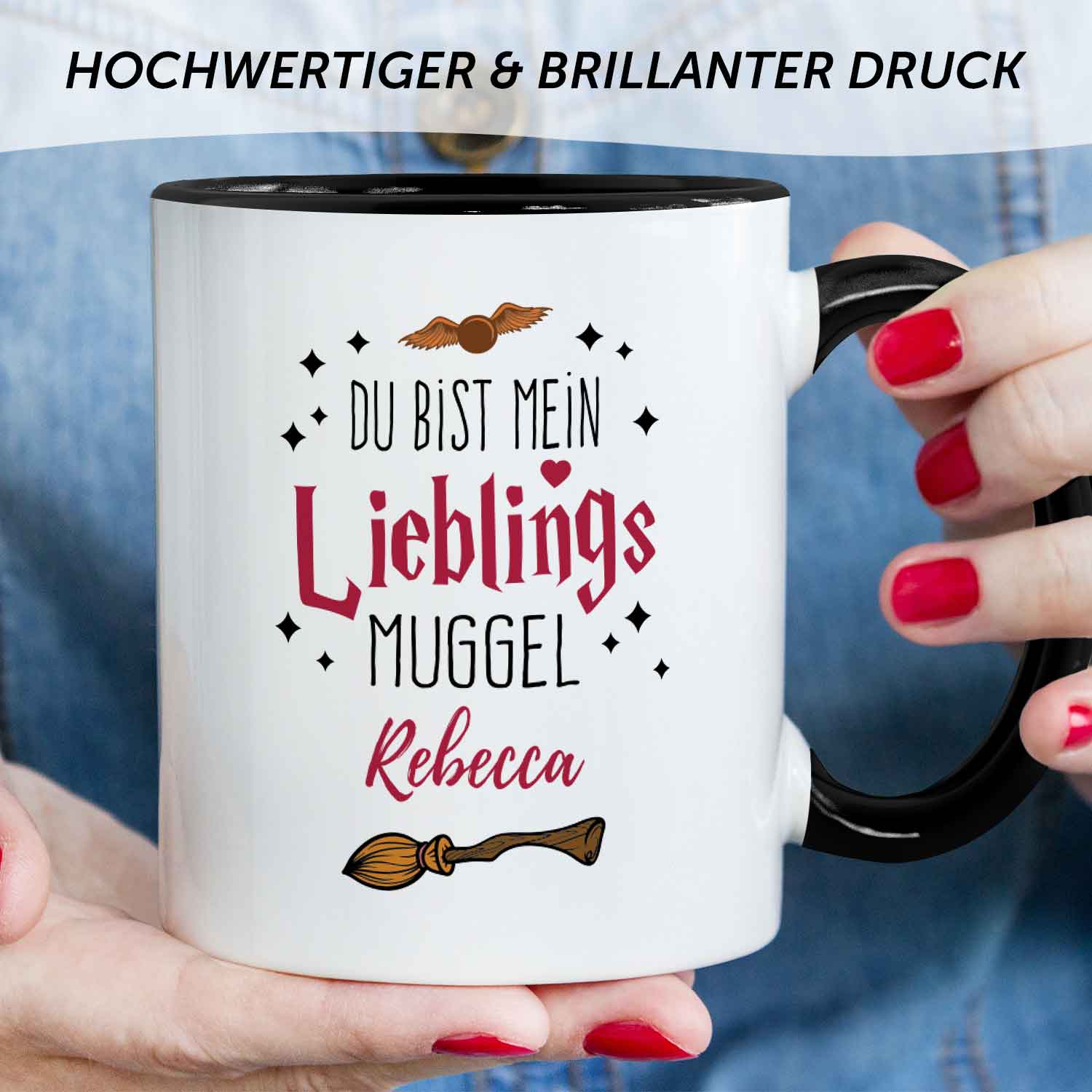 Bedruckte Tasse mit Spruch - Du bist mein Lieblingsmuggel mit Namen