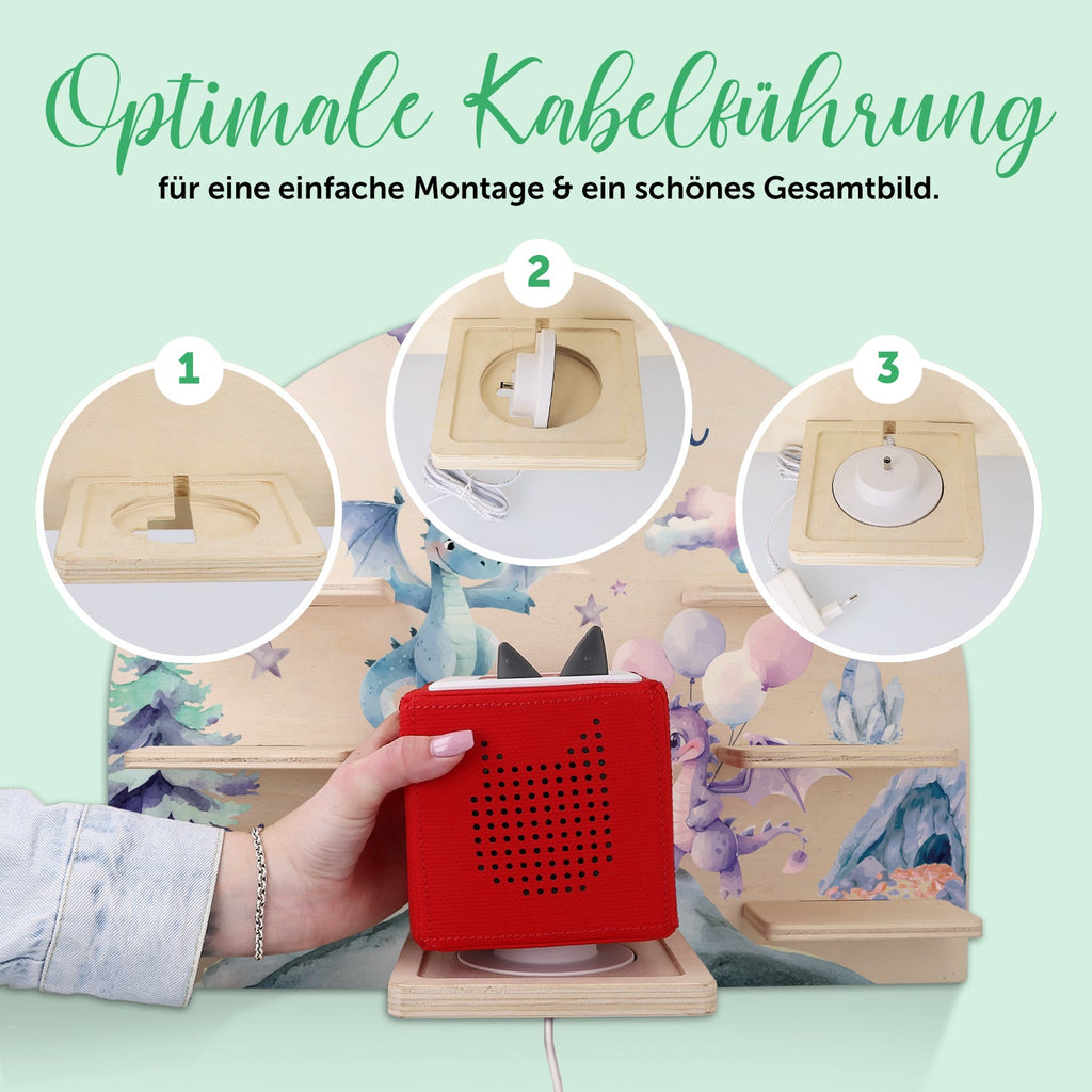 Toniebox Regal für Kinderzimmer - Drache - Personalisiert mit Namen
