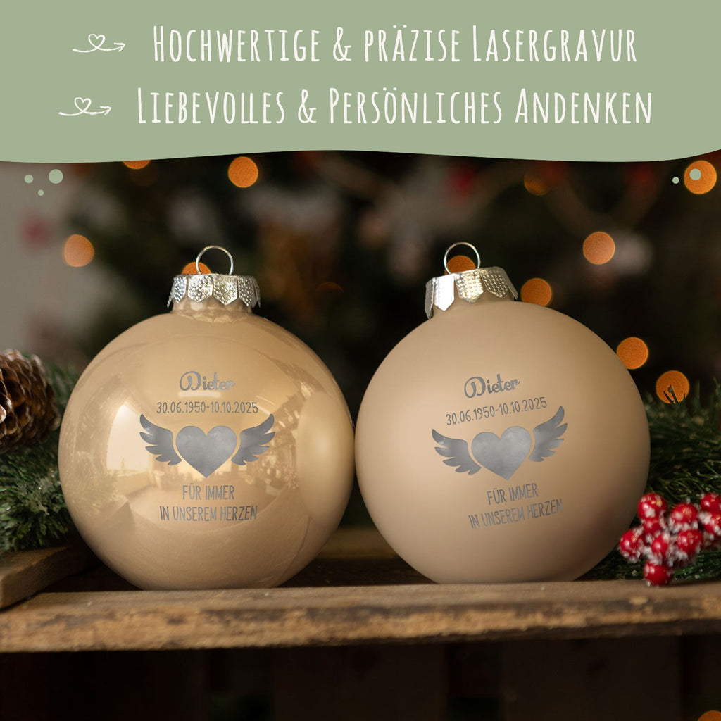 Gravierte Weihnachtskugel - Flügelherz