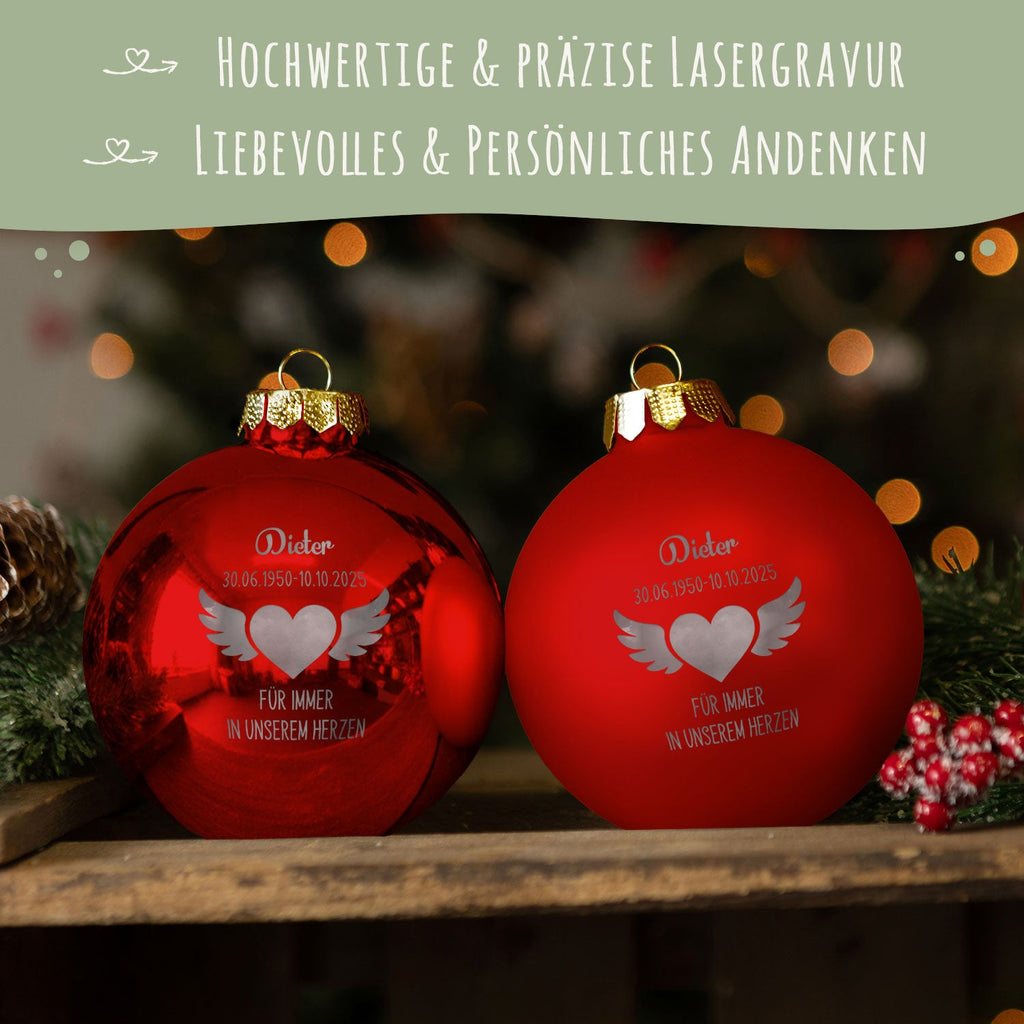 Gravierte Weihnachtskugel - Flügelherz