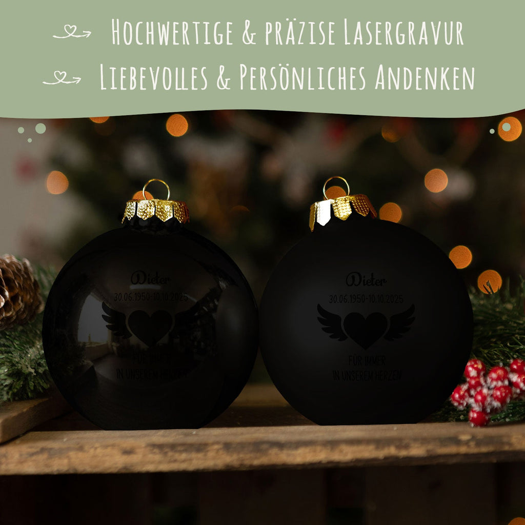 Gravierte Weihnachtskugel - Flügelherz