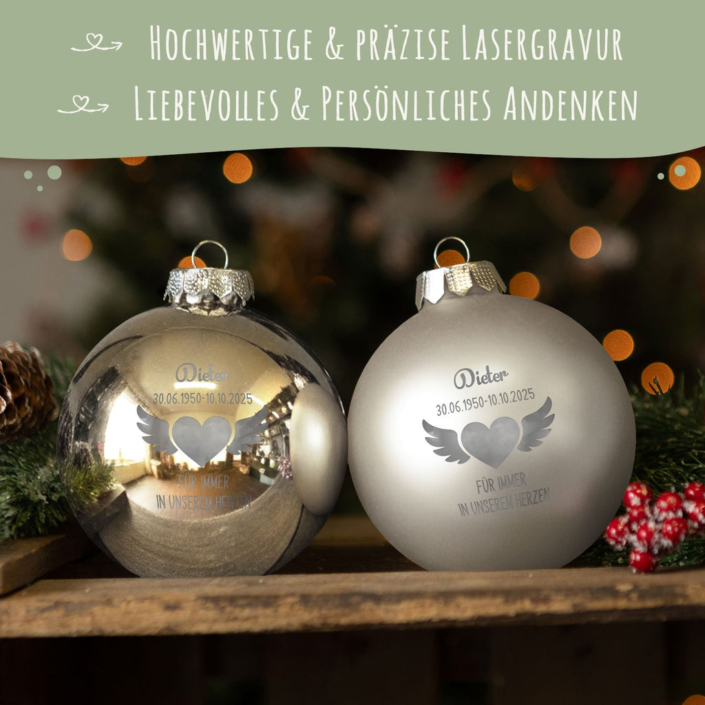 Gravierte Weihnachtskugel - Flügelherz
