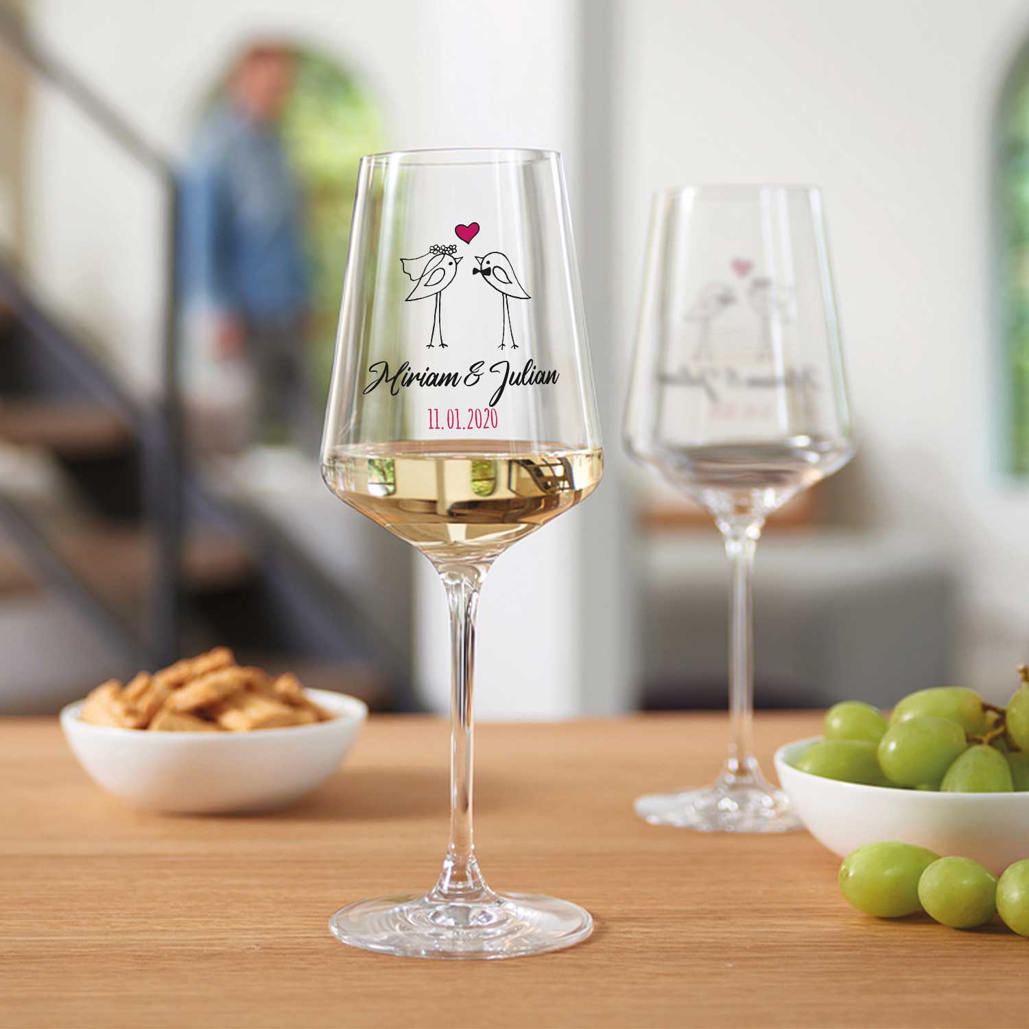 Leonardo Weingläser mit UV-Druck im "Wedding Bird" Design als Set