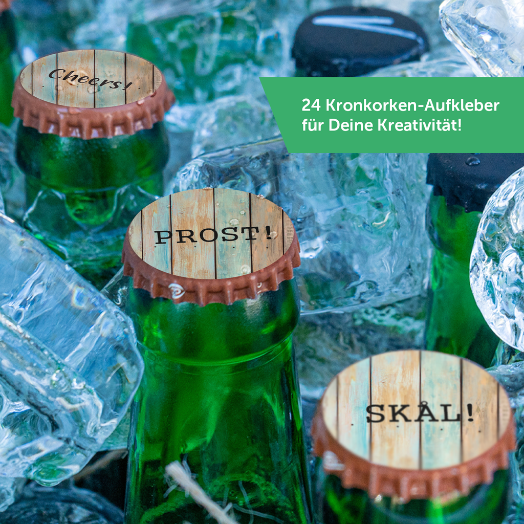 DIY Bierkasten Banderole mit 24 Deckelaufklebern - Hoppy Beersday