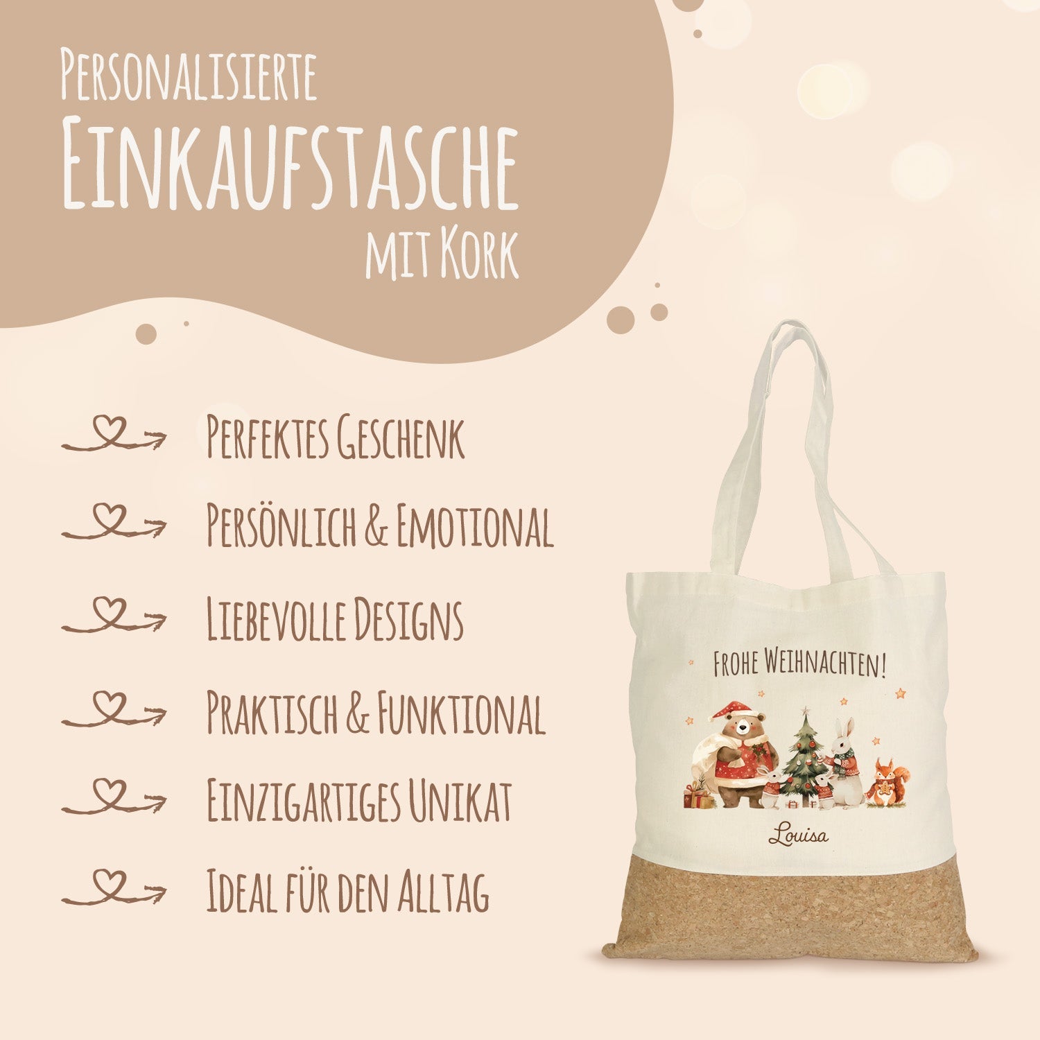 Einkaufstasche Kork - Pullovertiere