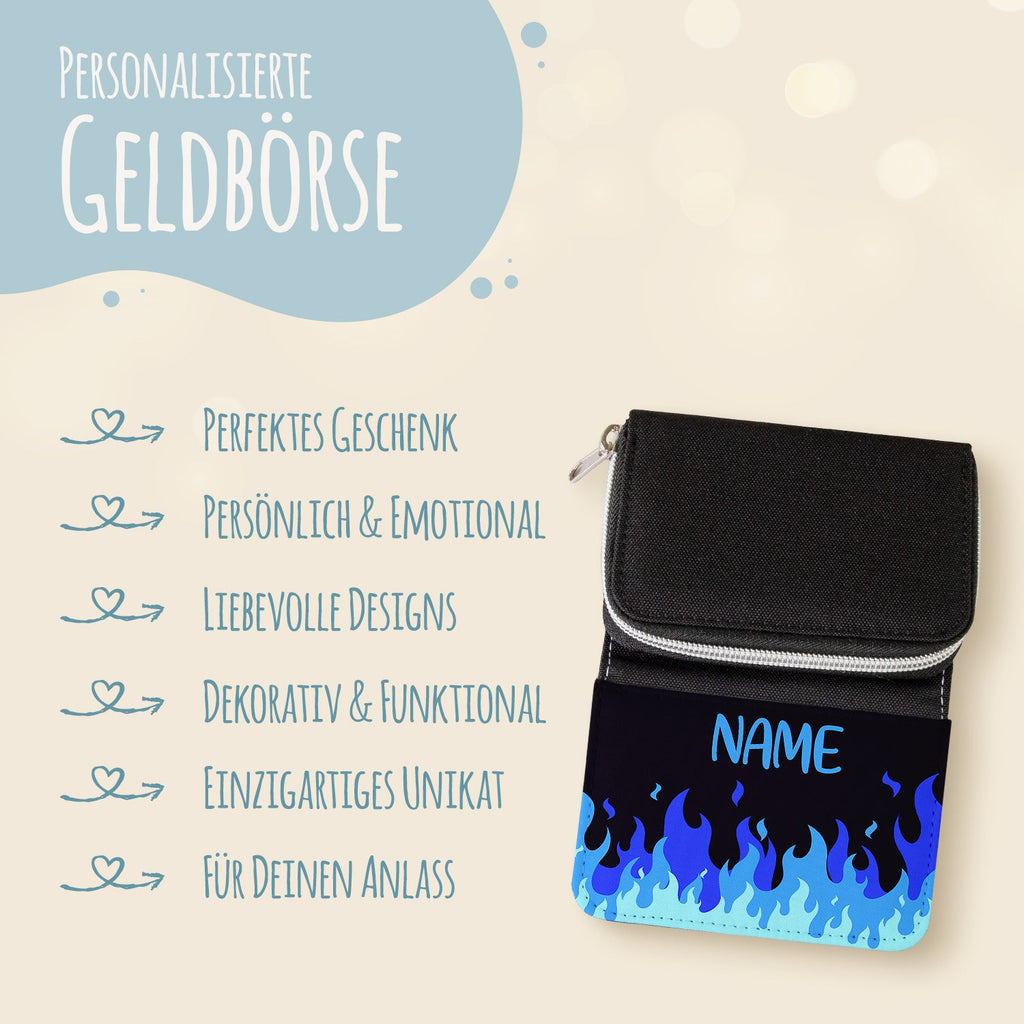 Bedruckte Geldbörse für Kinder im Flammen Design