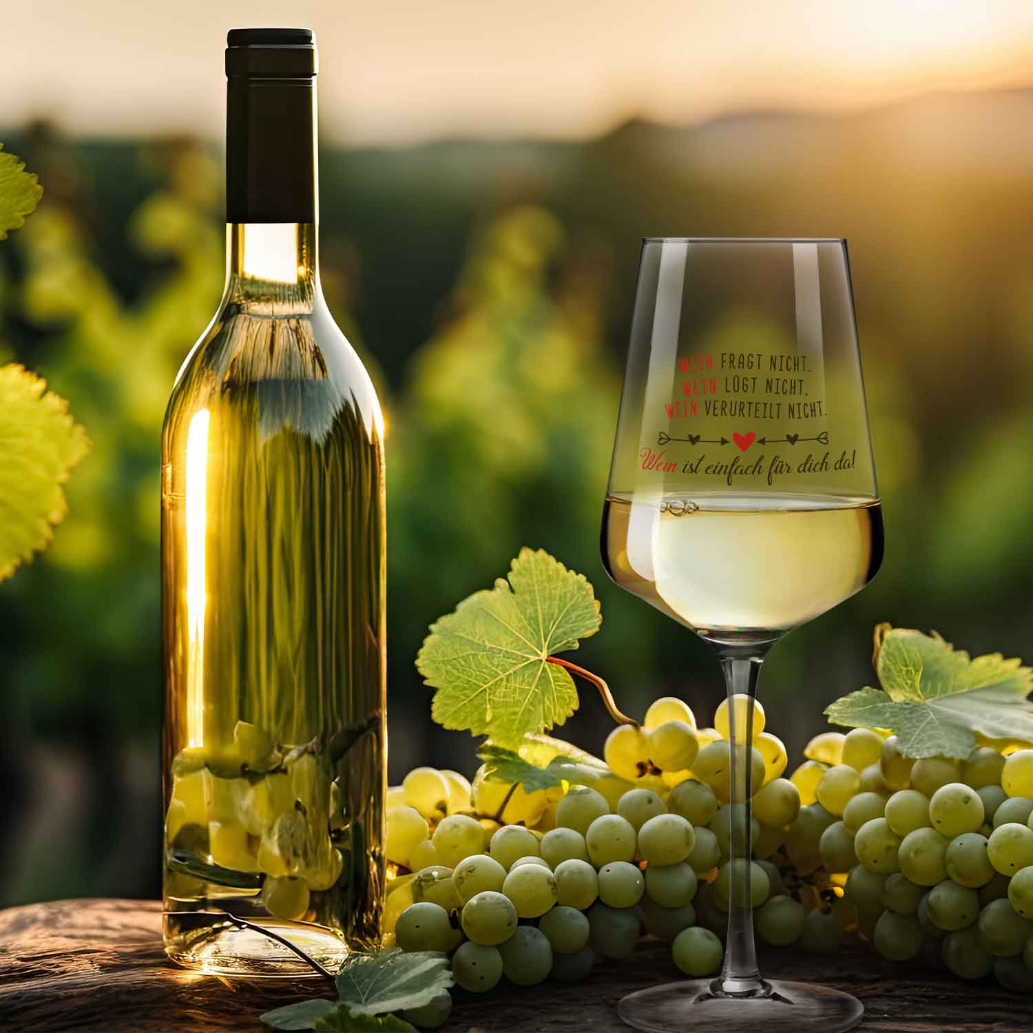 Leonardo Weinglas mit UV-Druck "Wein ist einfach für Dich da"