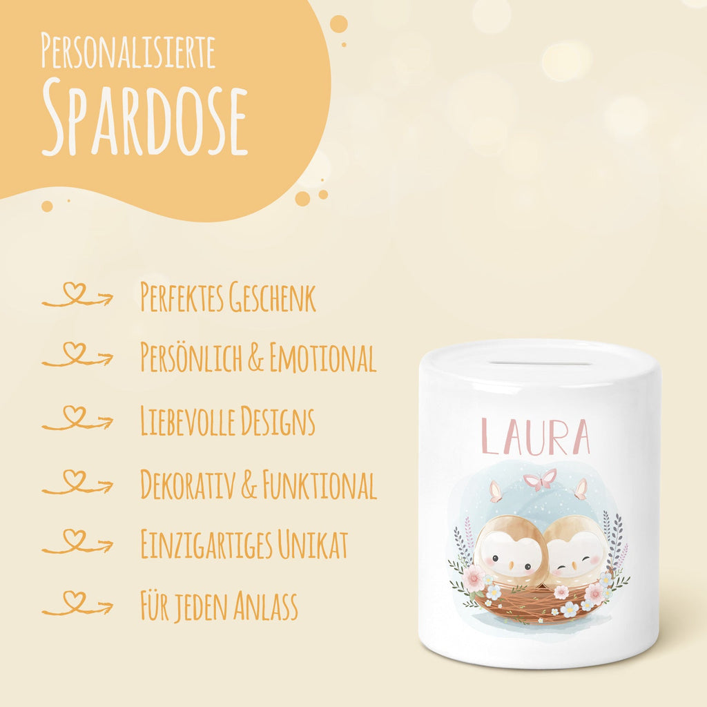 Spardose aus Keramik - Baby Eulen