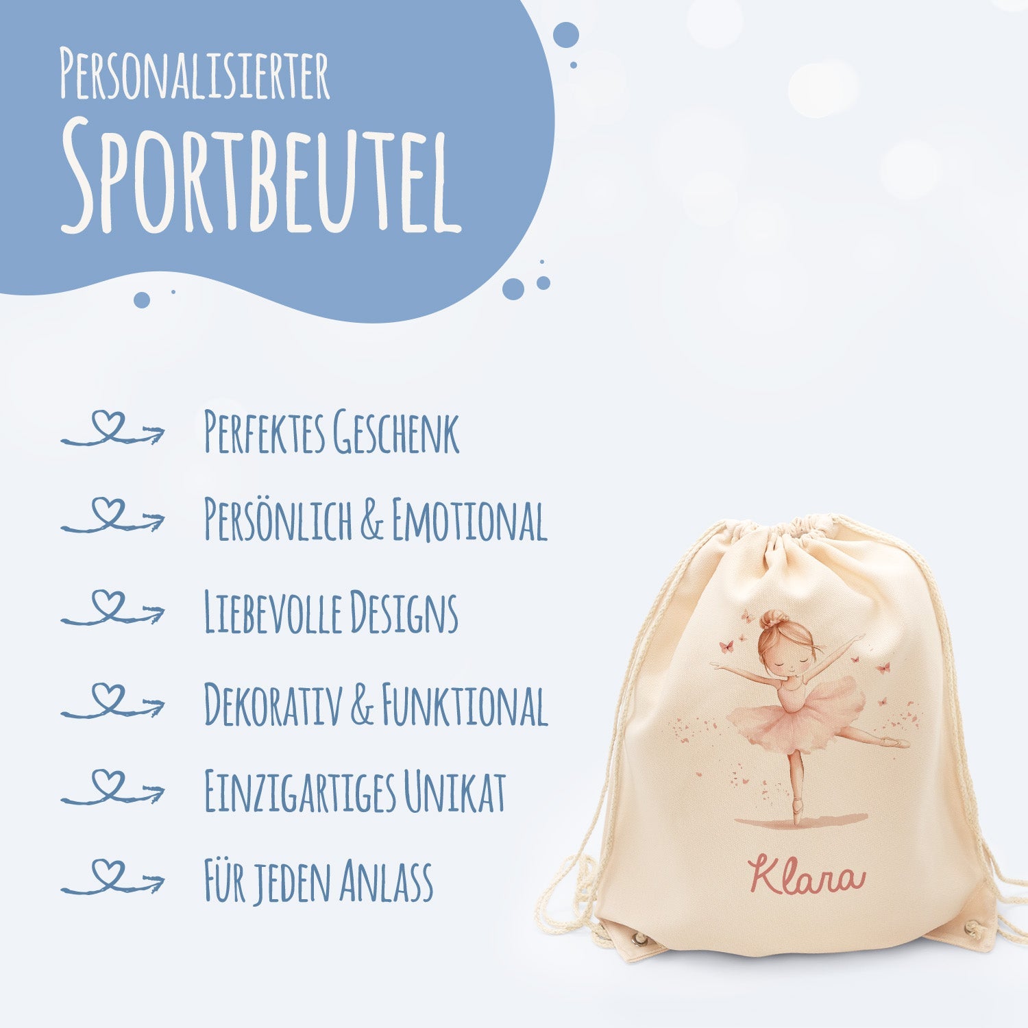 Turnbeutel mit Kindermotiv  - Ballett - für Kinder