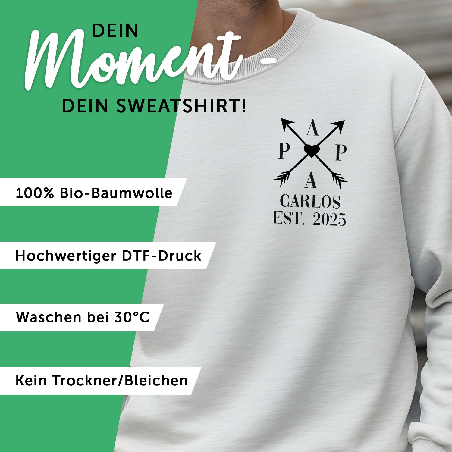 Personalisiertes Sweatshirt für Herren - PAPA EST. Kreuzpfeile