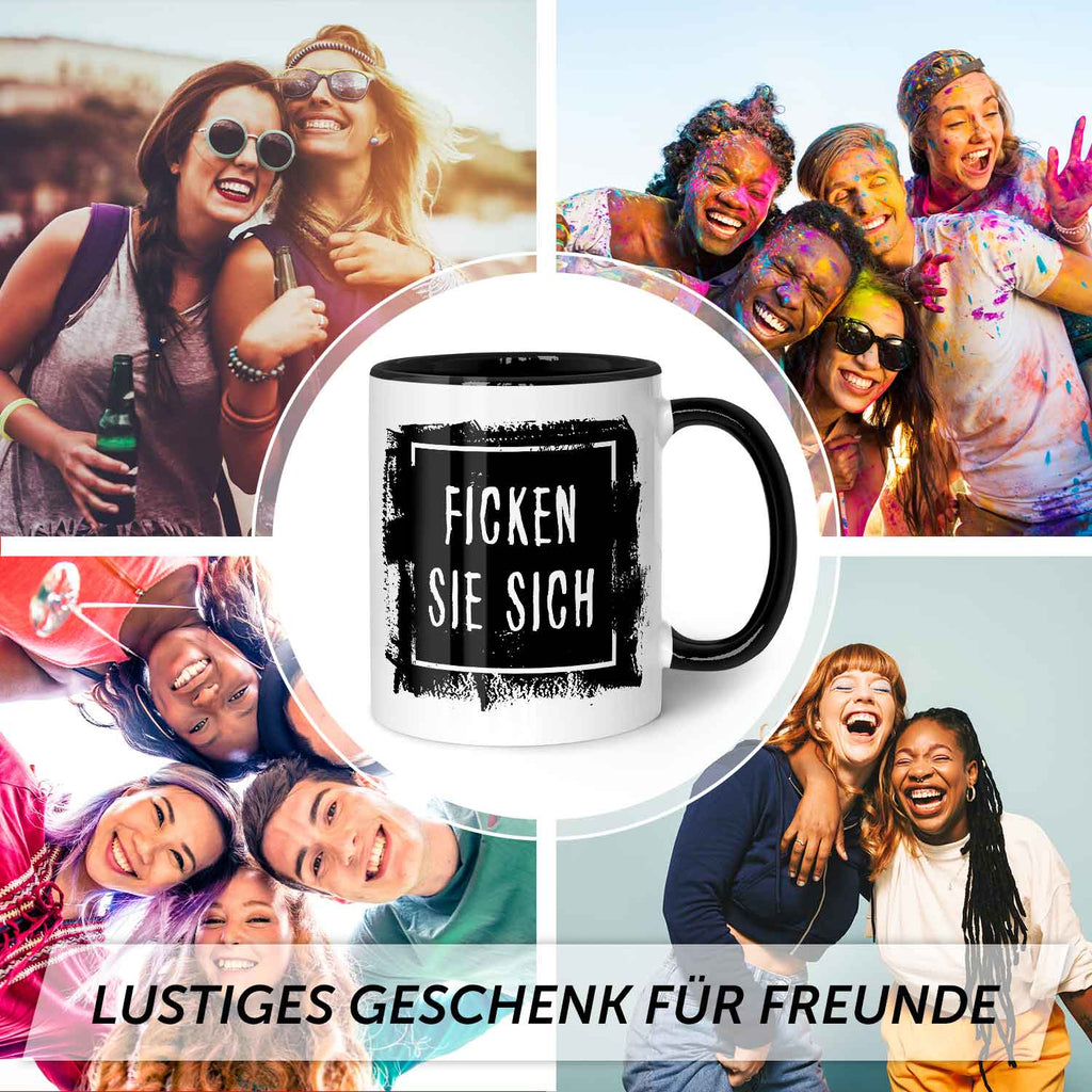 Bedruckte Tasse mit Spruch - "Ficken Sie sich"