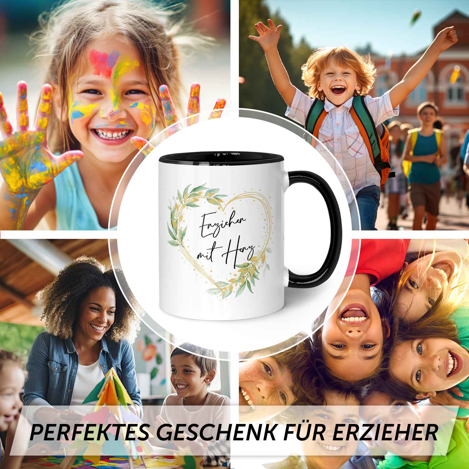 Bedruckte Tasse mit Spruch - Erzieher mit Herz