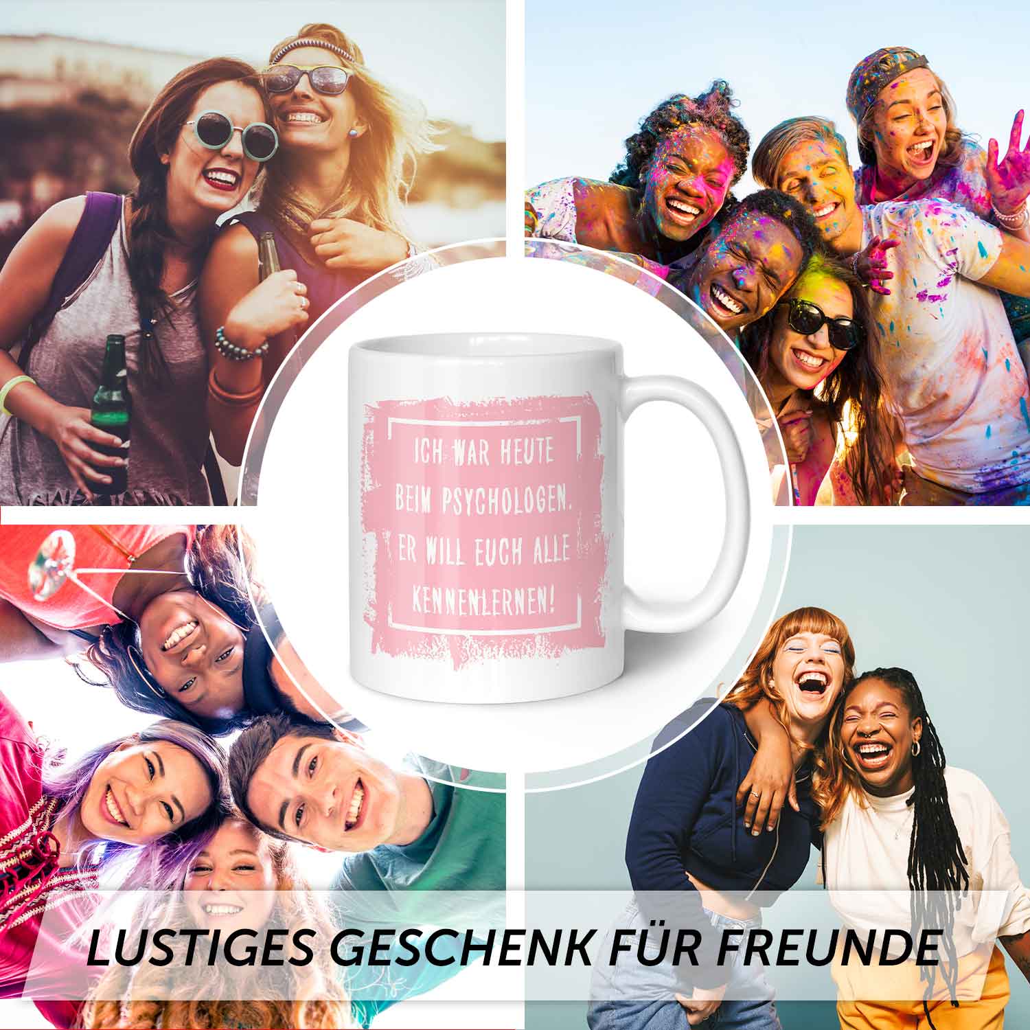 Bedruckte Tasse mit Spruch - "Ich war heute beim Psychologen"