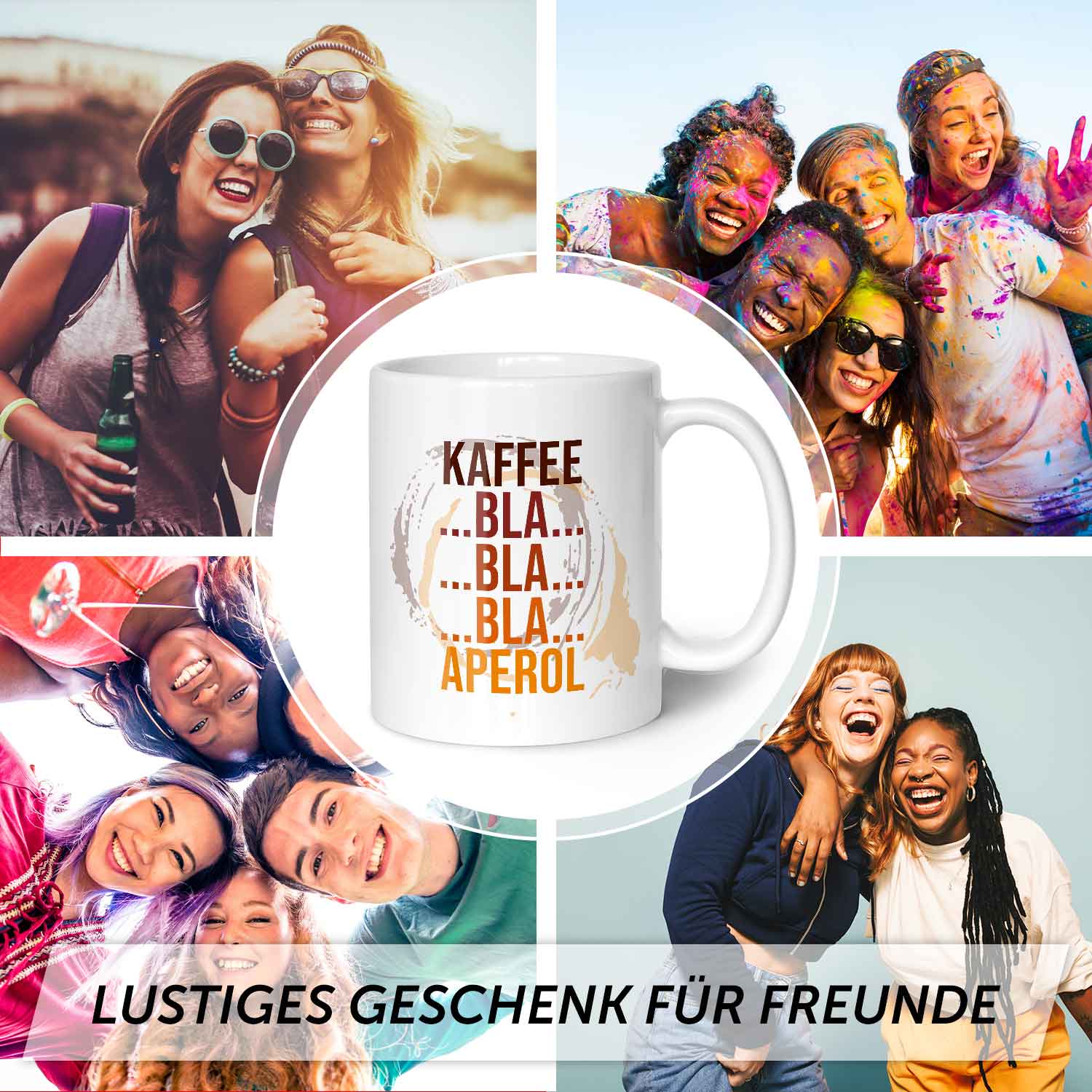 Bedruckte Tasse mit Aperol Spritz Motiv - Kaffee bla bla bla Aperol - Aperol Geschenk