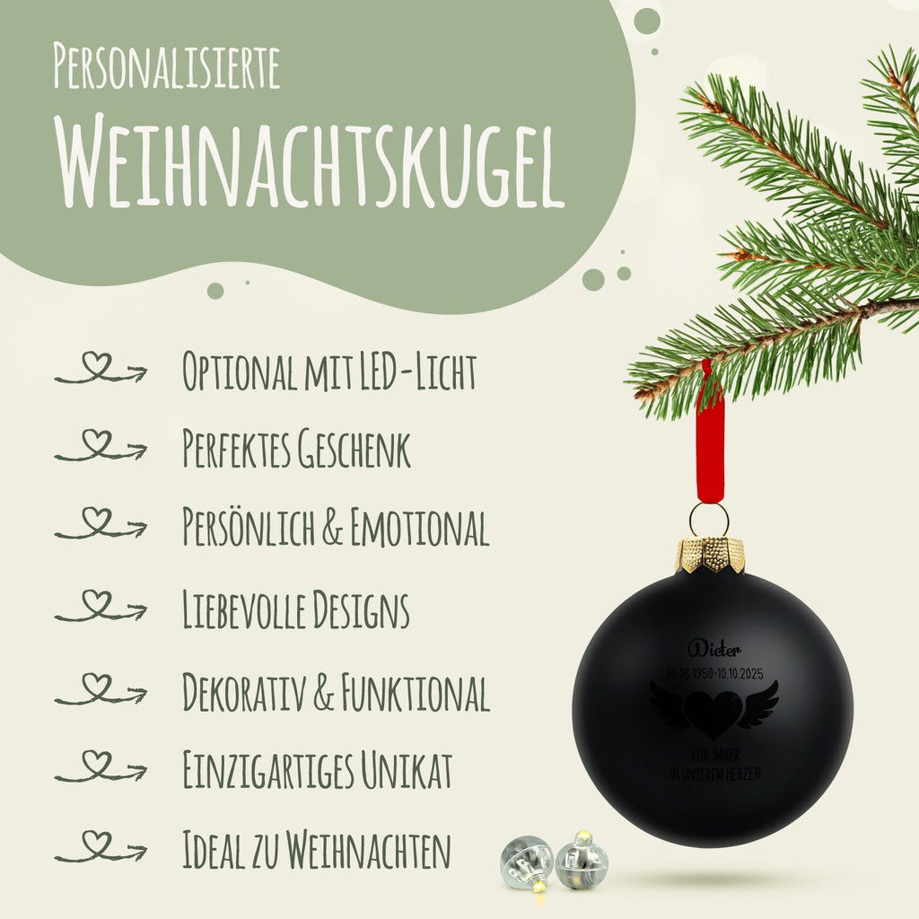 Gravierte Weihnachtskugel - Flügelherz