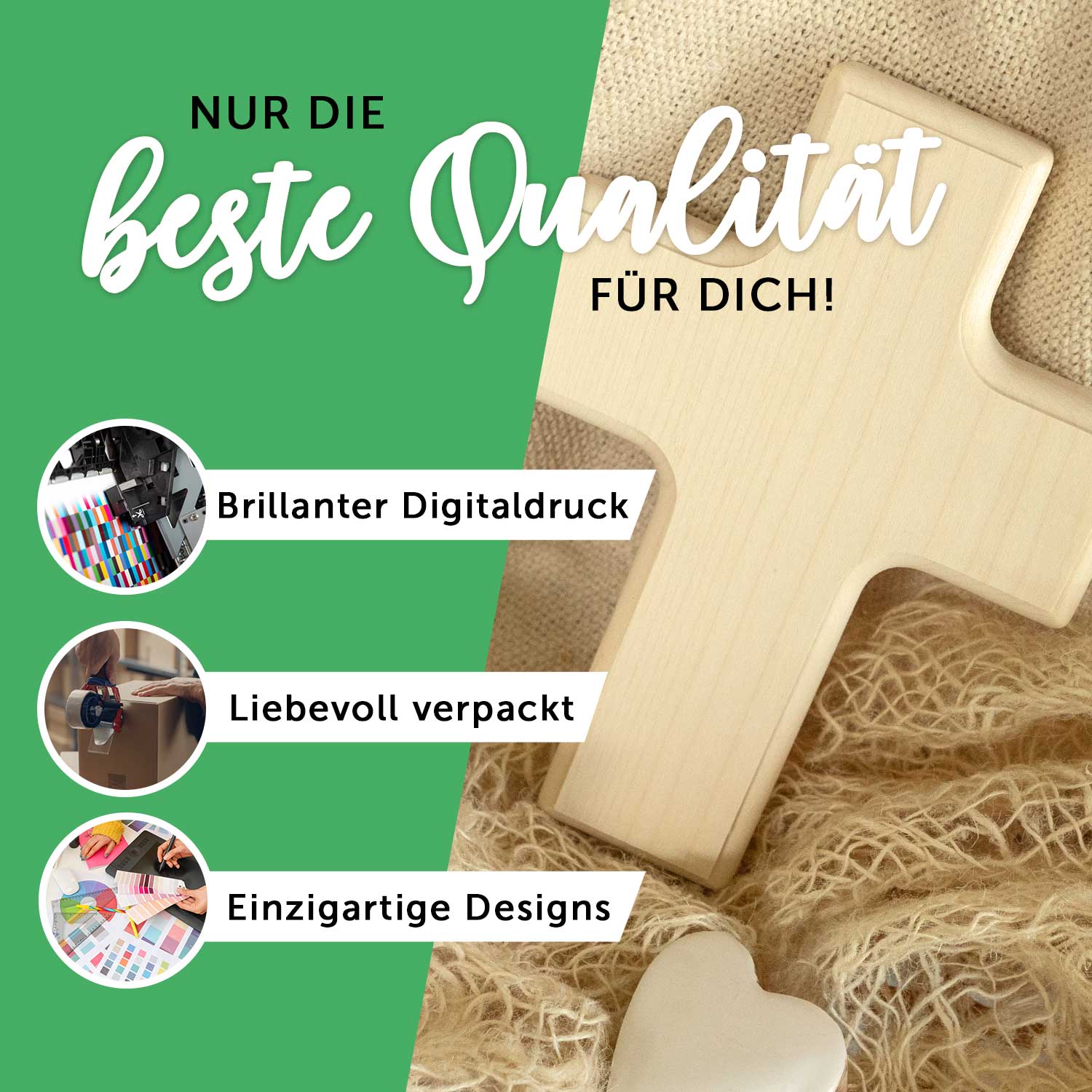 Personalisierbares Holzkreuz zur Taufe Konfirmation oder Kommunion - Regenbogen Design