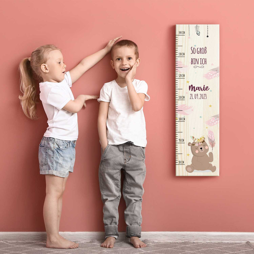 Messlatte für Kinder mit Namen aus Holz für Kinderzimmer