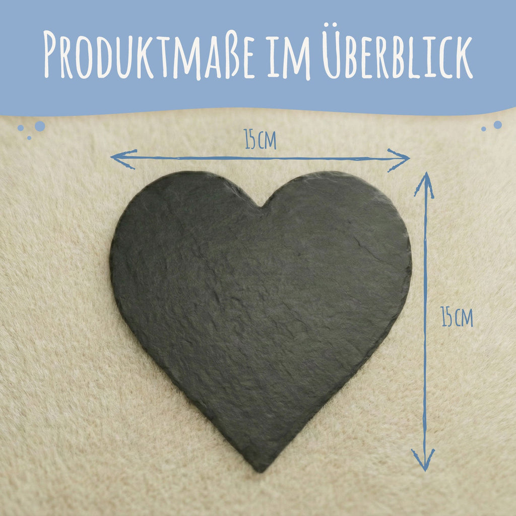 Bedrucktes Schieferherz - In Gedenken V1 - Personalisiertes Geschenk