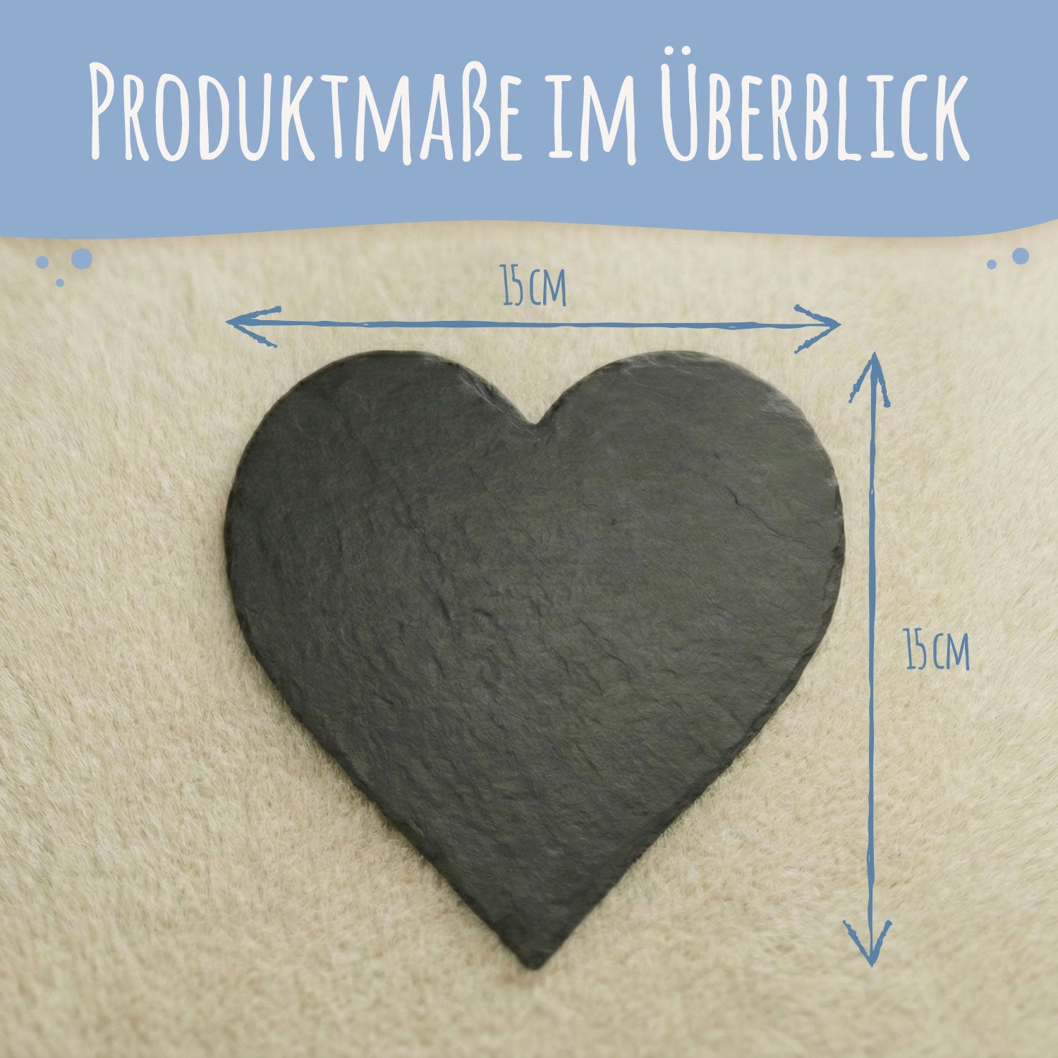 Bedrucktes Schieferherz - In Gedenken V2 - Personalisiertes Geschenk