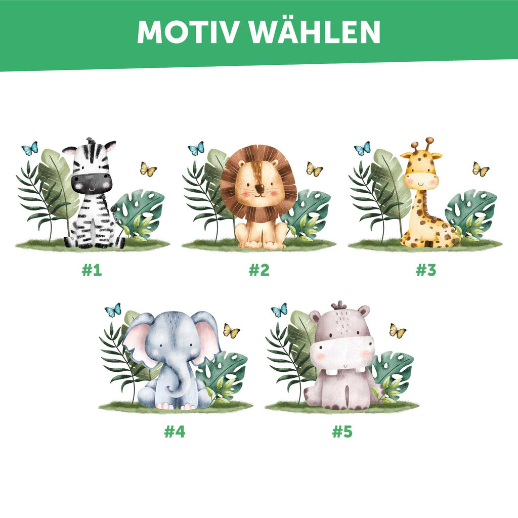 Emaille Tasse für Kinder - Personalisiert mit Namen - Tiergruppe Safari