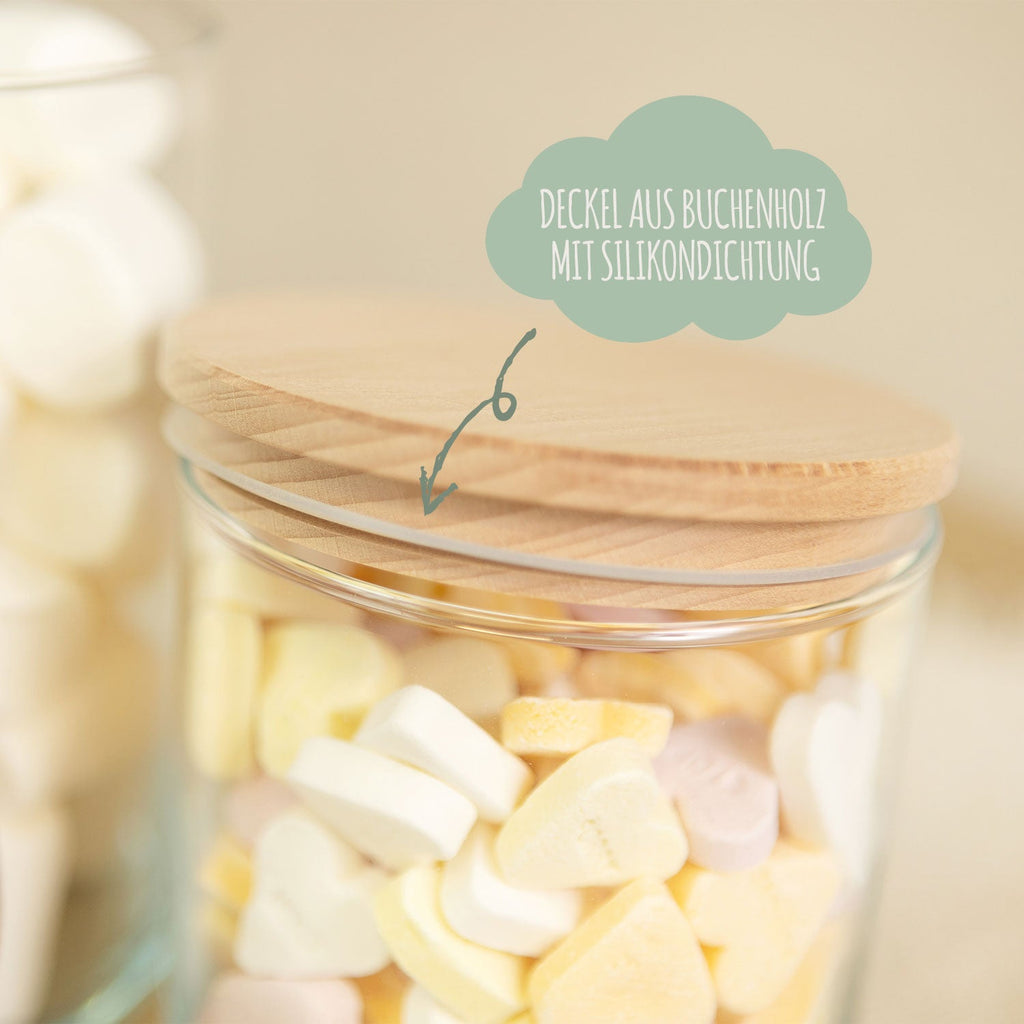 Bedrucktes Vorratsglas mit Holzdeckel - Regenbogen