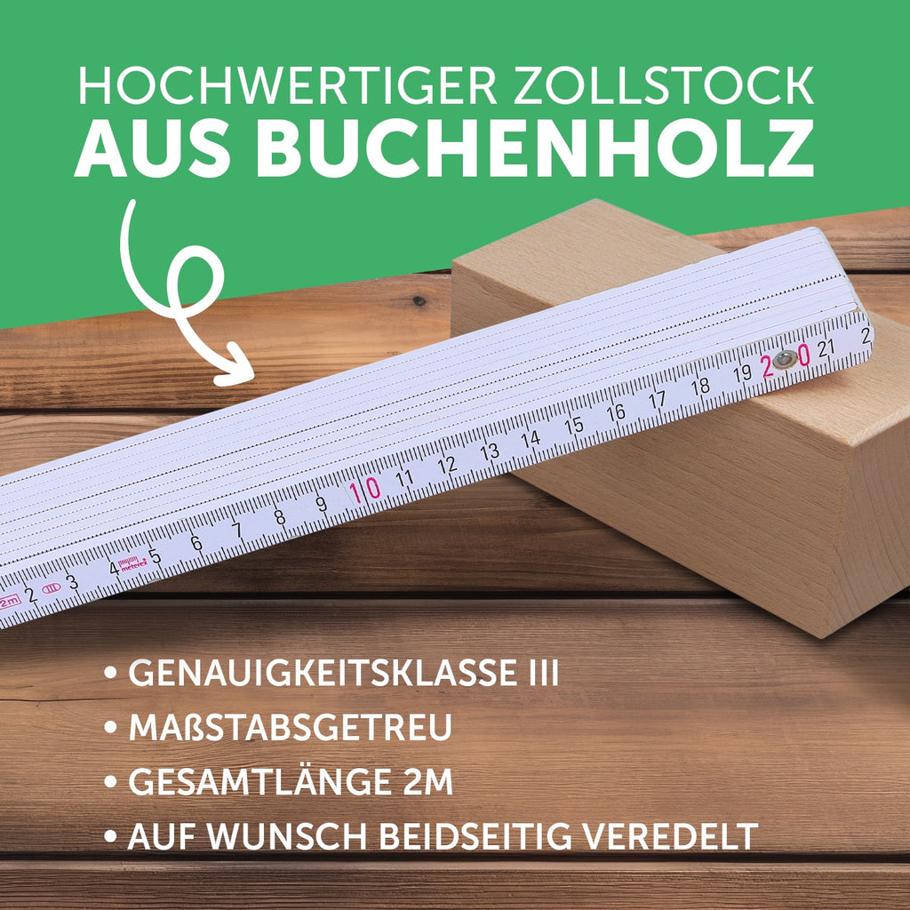 Zollstock 2 Meter mit Gravur - Finger Weg! - Personalisiert mit Namen