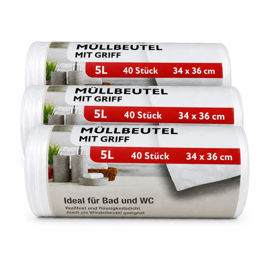 Müllbeutel mit Tragegriff 5L – 40 Stück