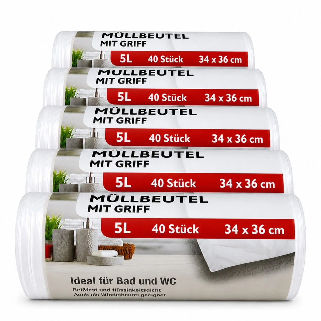 Müllbeutel mit Tragegriff 5L – 40 Stück