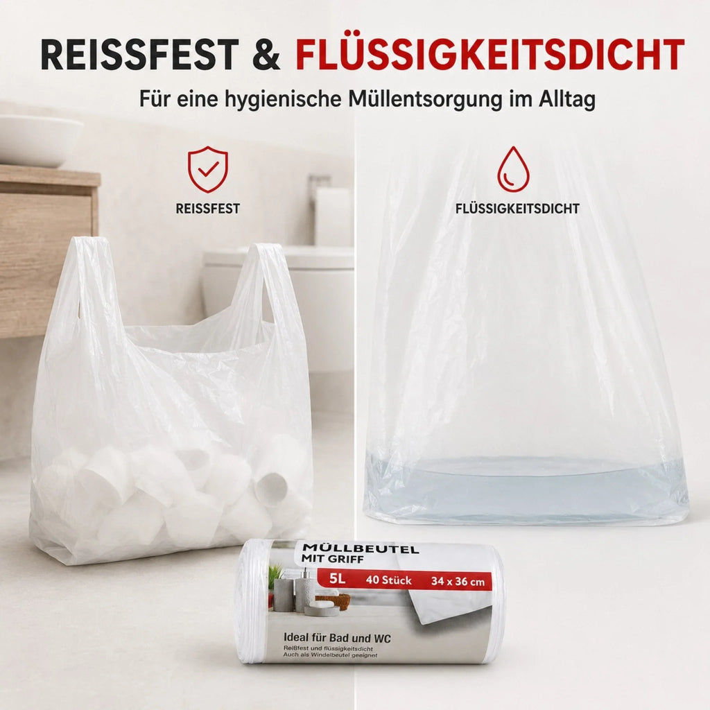 Müllbeutel mit Tragegriff 5L – 40 Stück