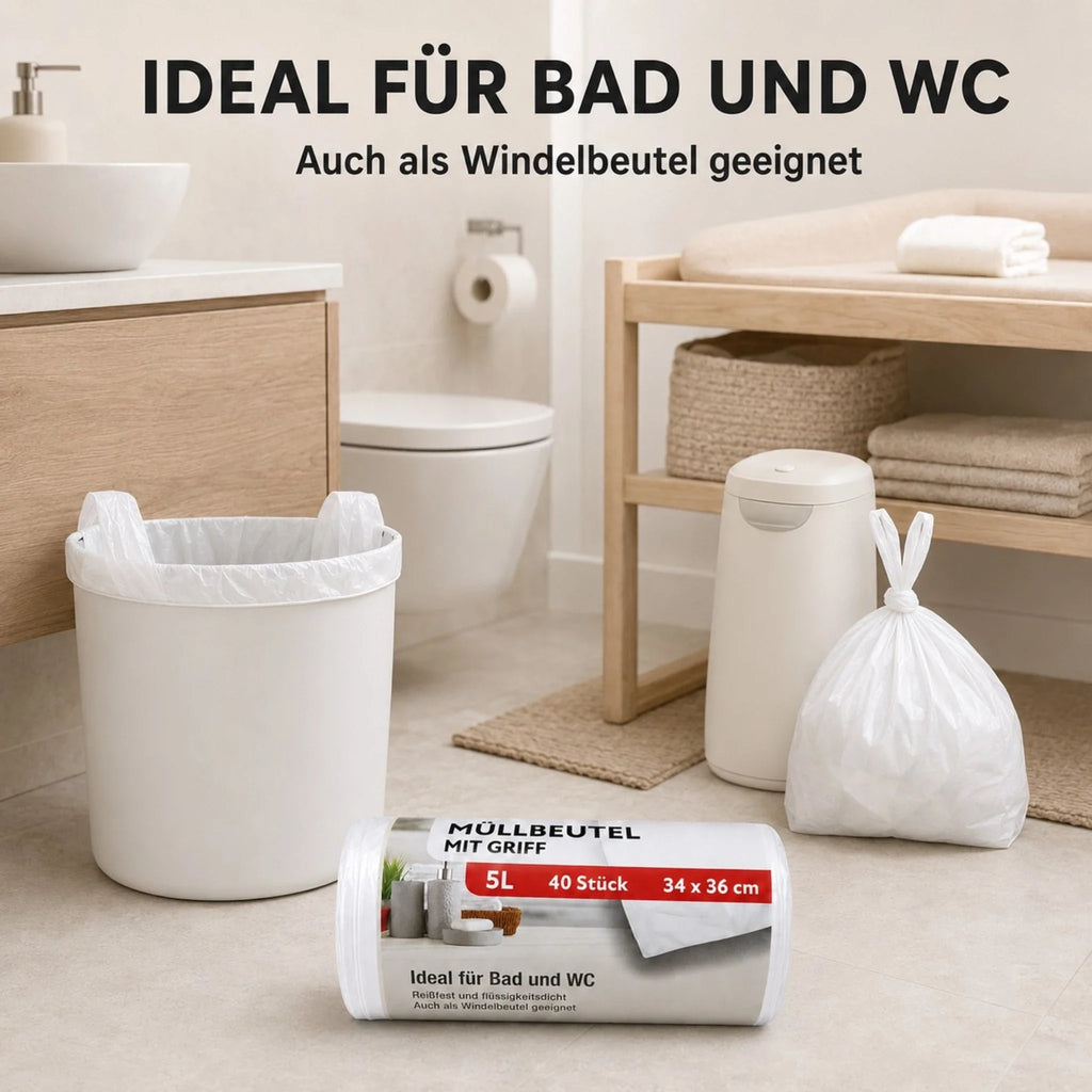 Müllbeutel mit Tragegriff 5L – 40 Stück