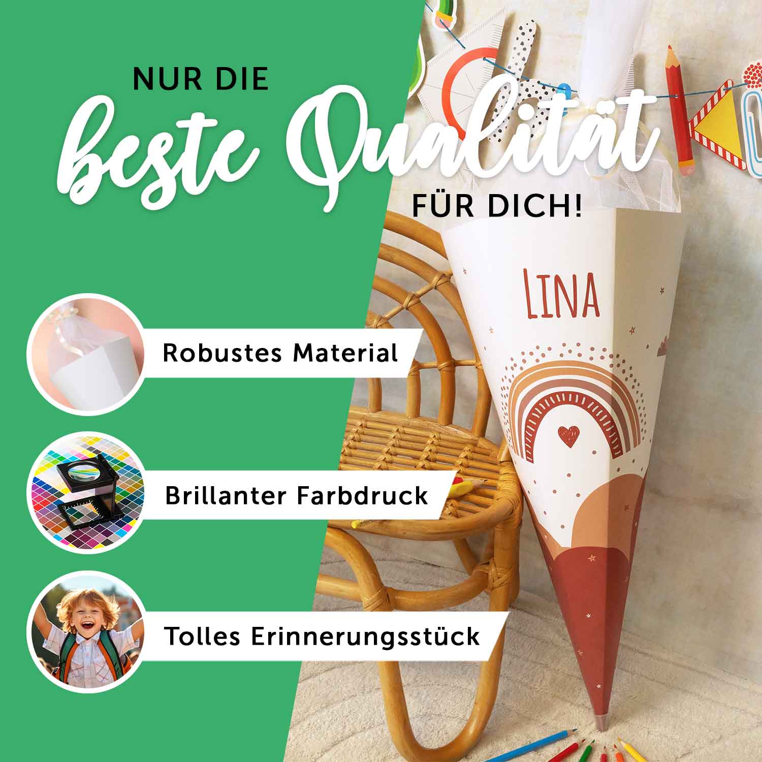 Bedruckte Schultüte Bastelrohling - Muster