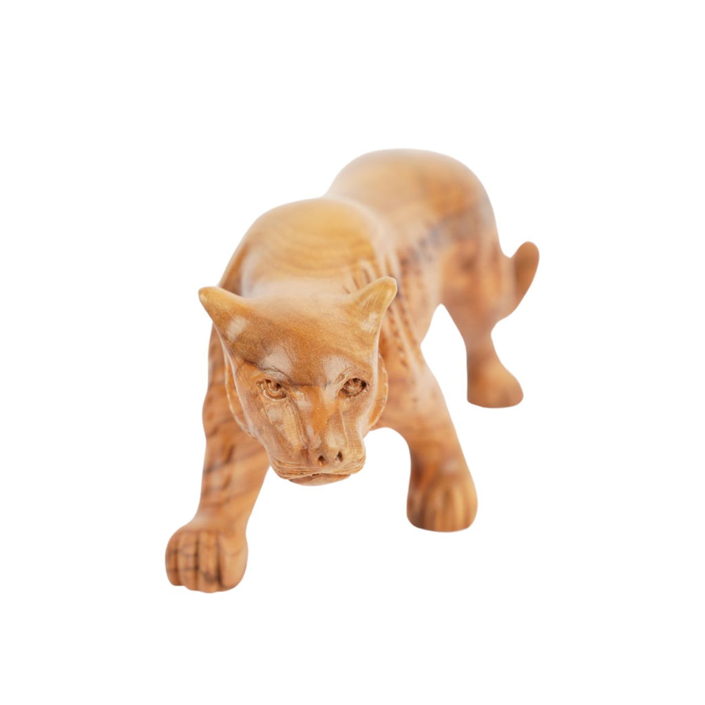 Handgeschnitzter Puma aus Olivenholz (klein) – Kunstvolle Holzskulptur aus Bethlehem (7x20 cm)