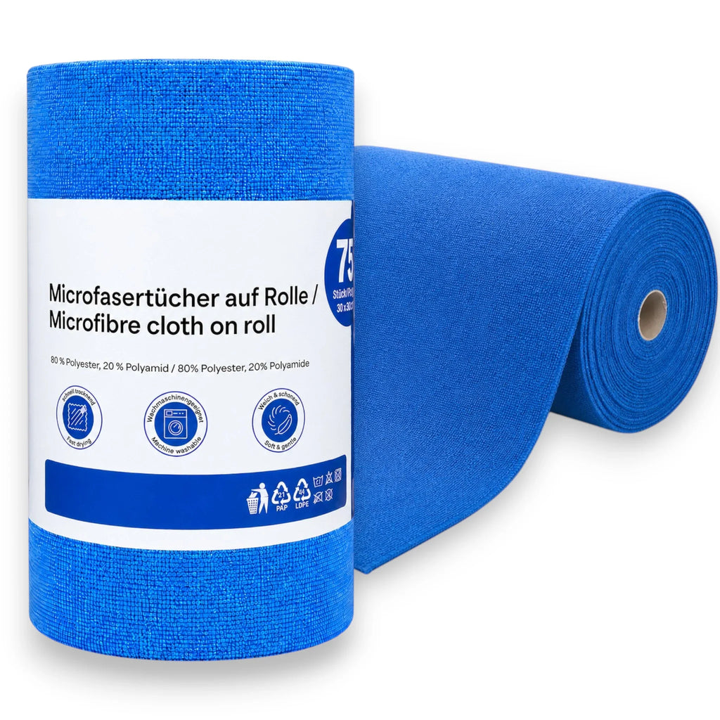 Microfasertücher auf Rolle - 75 Stück - Blau - 30 x 30 cm
