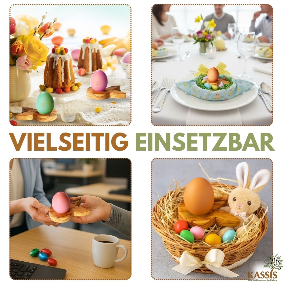 Eierständer Hase aus Olivenholz | Osterdeko & Tischdeko für Ostern und Frühlingszeit