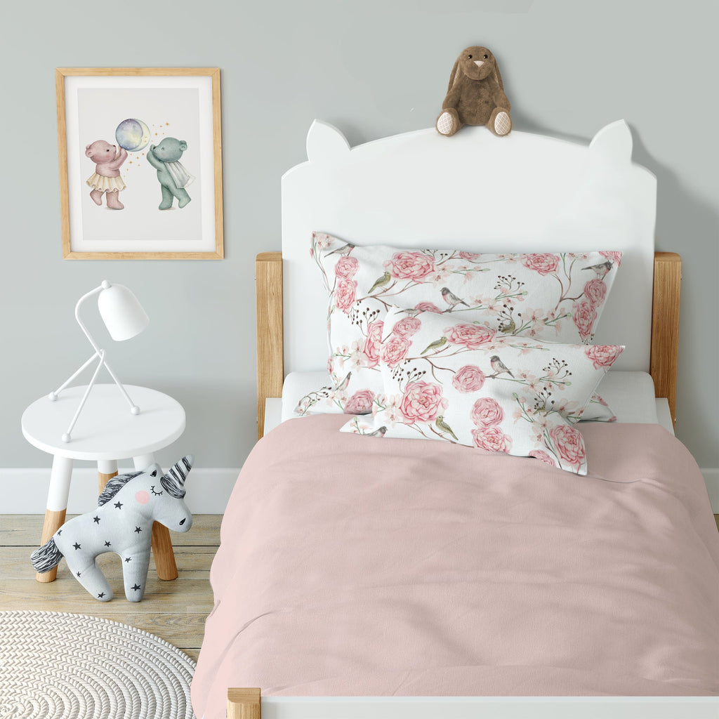 "Vögel und Blumen" Premium Kinderbettwäsche