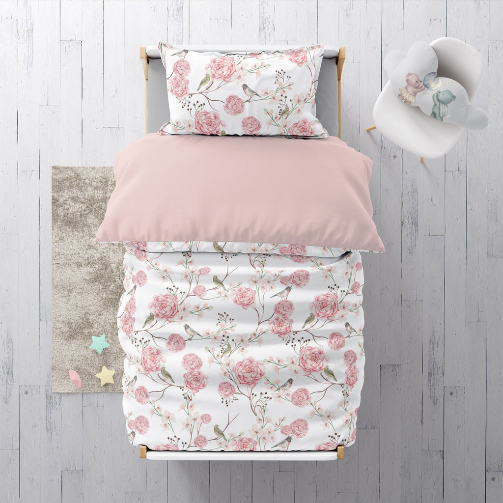 "Vögel und Blumen" Premium Kinderbettwäsche