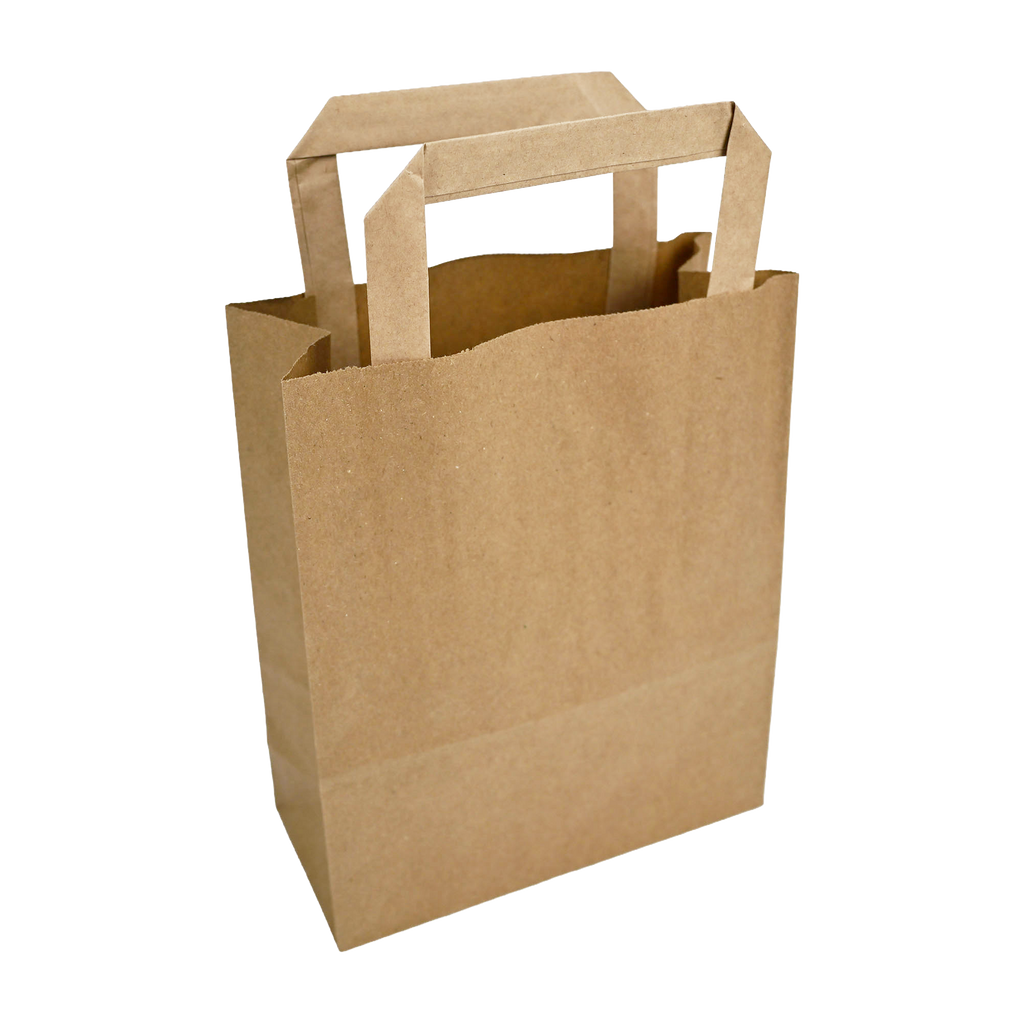 Papiertragetaschen Braun mit Henkel 18+8x22cm - FSC Kraftpapier Tüten
