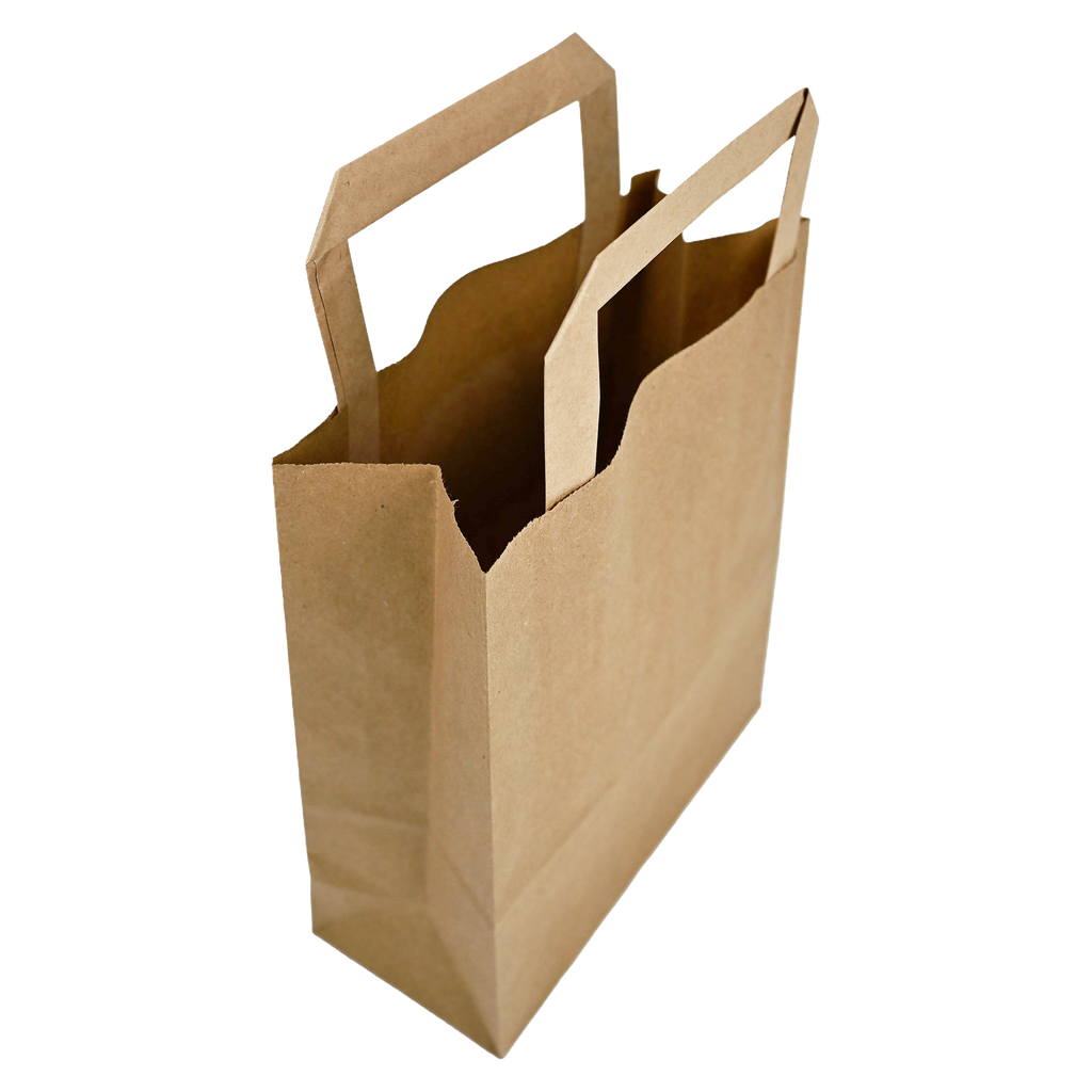 Papiertragetaschen Braun mit Henkel 18+8x22cm - FSC Kraftpapier Tüten
