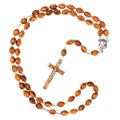 Rosenkranz aus Olivenholz mit verzierten Perlen (50 cm) | Gebetskette mit Kreuz als Geschenk zur Taufe, Kommunion & Firmung