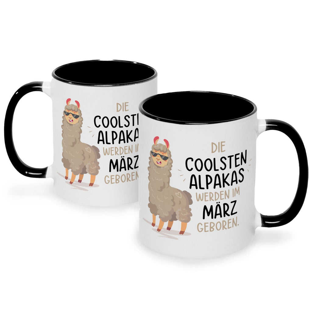 Bedruckte Tasse mit Spruch Die coolsten Alpakas