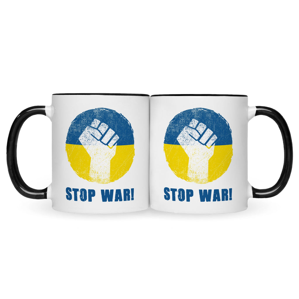 Bedruckte Tasse mit Spruch Stop War Ukraine
