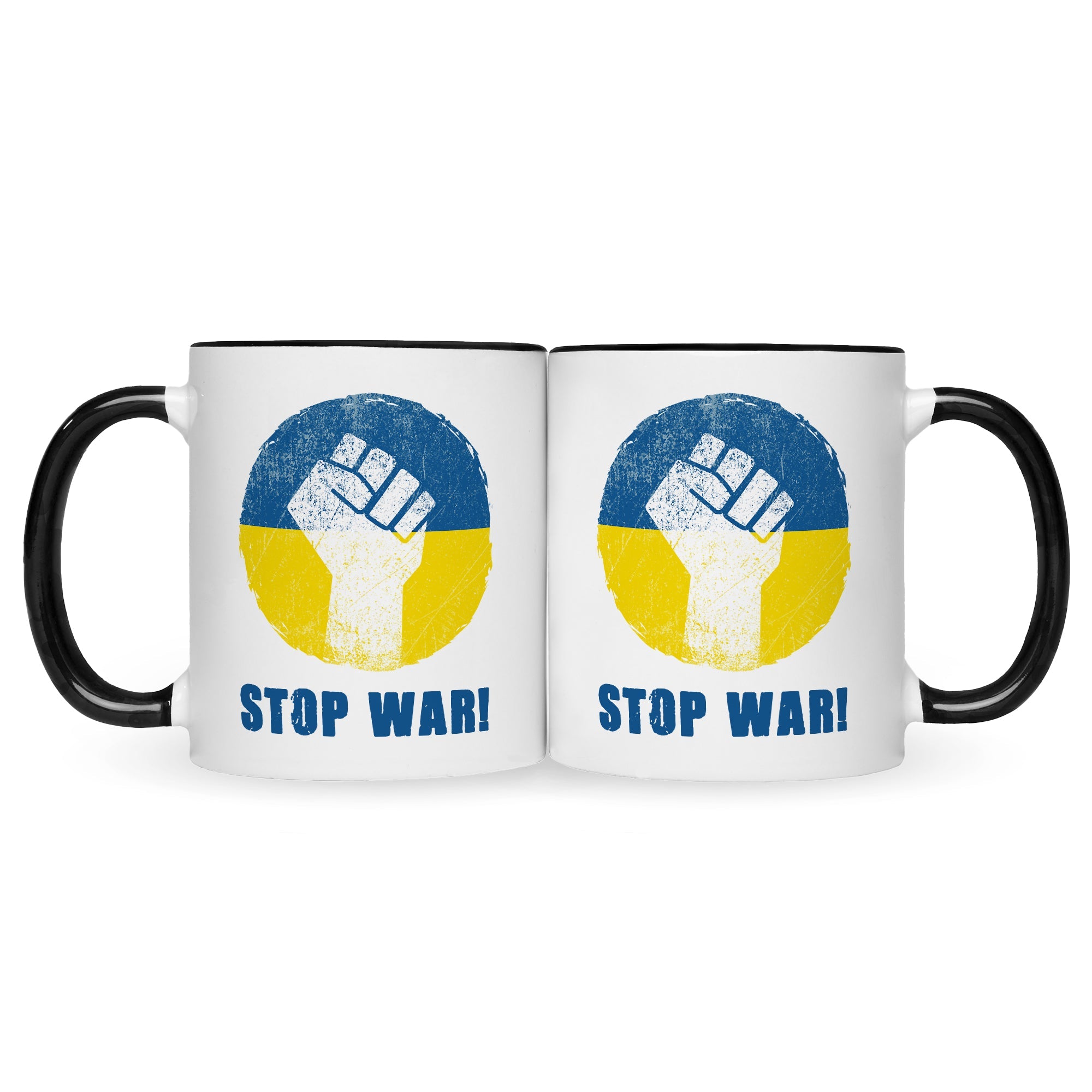 Bedruckte Tasse mit Spruch Stop War Ukraine